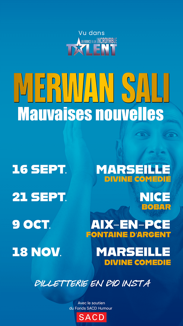 Les dates du spectacle d'humour de Merwan Sali